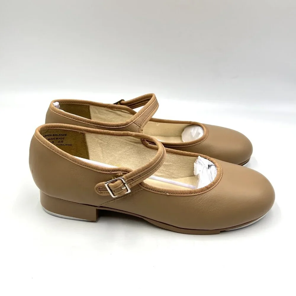 Capezio Womens Size 7.5 3800 Mary Jane Caramel Tan Buckled Dance‎ Tap Shoes